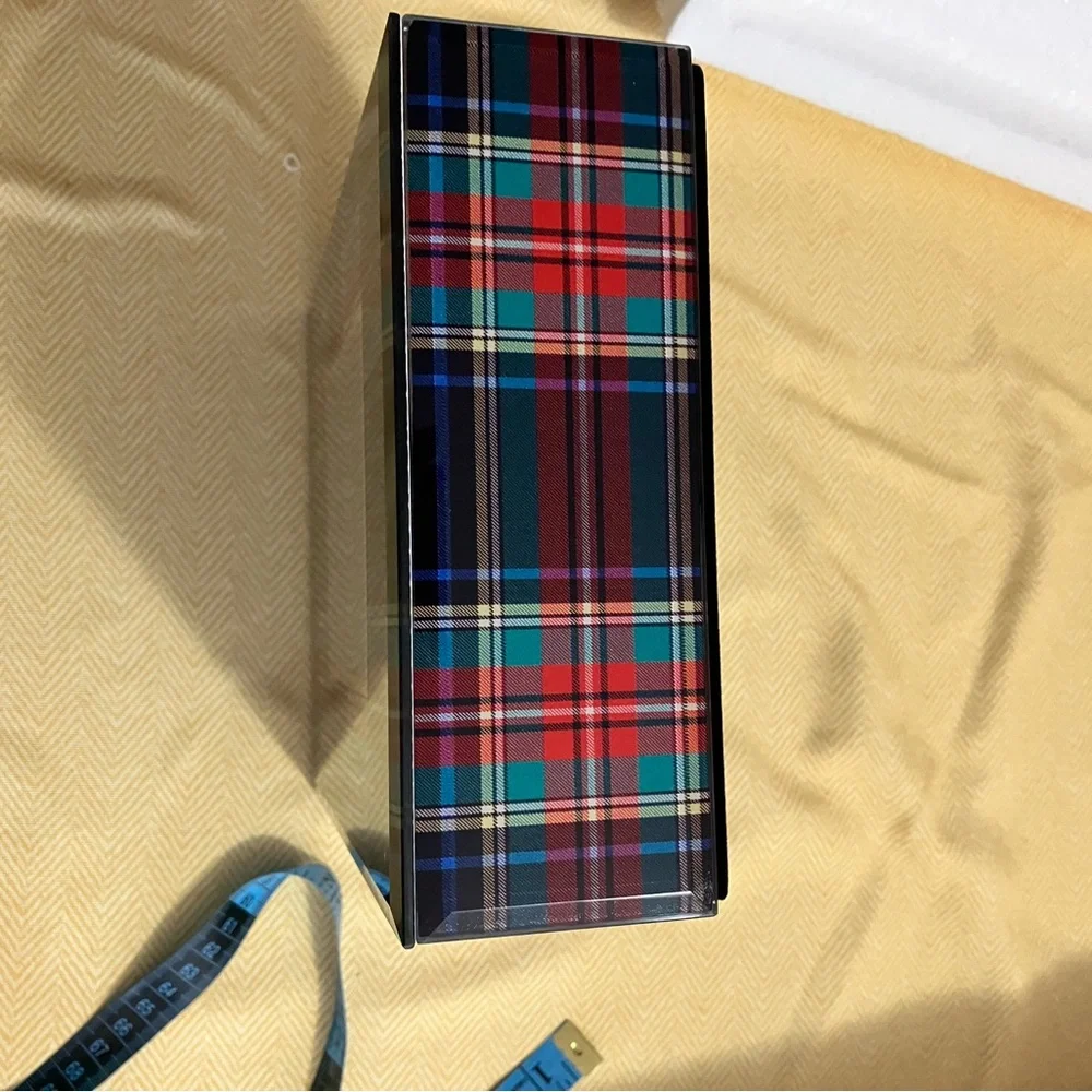 MacKenzie-Childs Tartan Carriage Clock in Red, Teal, Navy, and Black